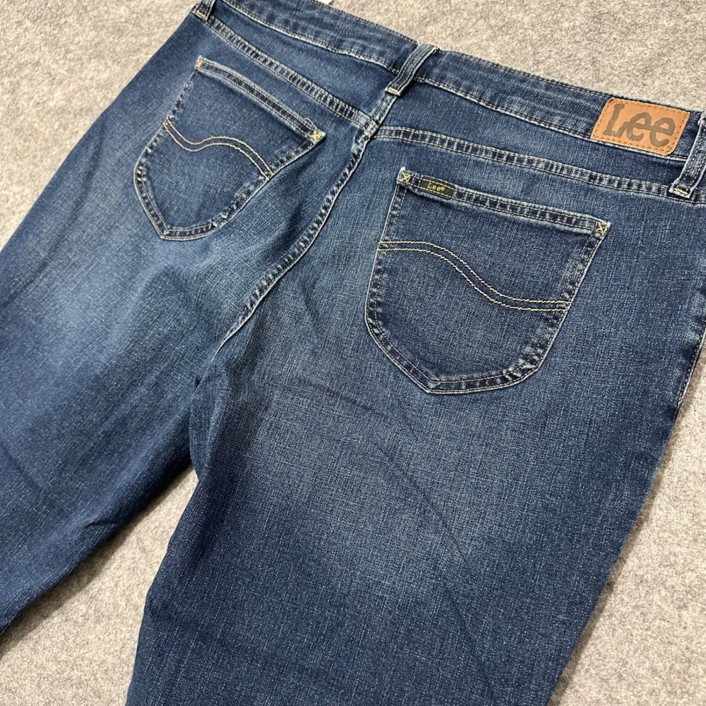 Lee Capri Jeans Women 20 Blue Mid Rise Stretch Denim Side Slit Casual Classic